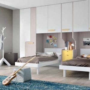 Cameretta Mistral linea Evo composizione 14, il dinamismo delle composizioni suggerisce un mood da vivere nel quotidiano in totale libertà.