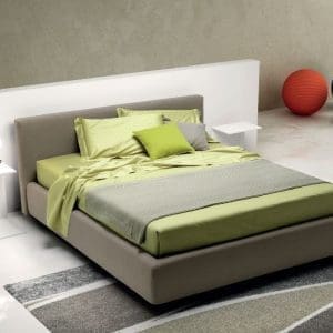 Letto matrimoniale Samoa modello Happy, letto con una struttura in legno stagionato e agglomerato in classe E1 completamente imbottito.