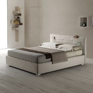 Letto matrimoniale Samoa modello Pocket, struttura in legno stagionato e agglomerato in classe E1 completamente imbottito.