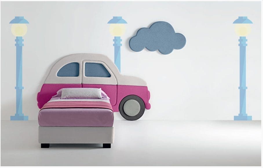 Letto Samoa modello Car, della linea Kids' Worl. Letto divertente, originale e fantasioso, adatto per qualsiasi cameretta.