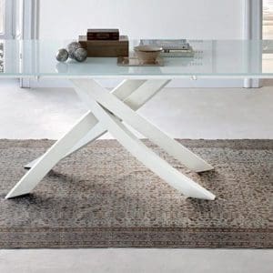 Tavolo Bontempi Casa modello Artistico fisso 180, tavolo fisso che si caratterizza per il sinuoso movimento delle quattro gambe che sorreggono il piano.