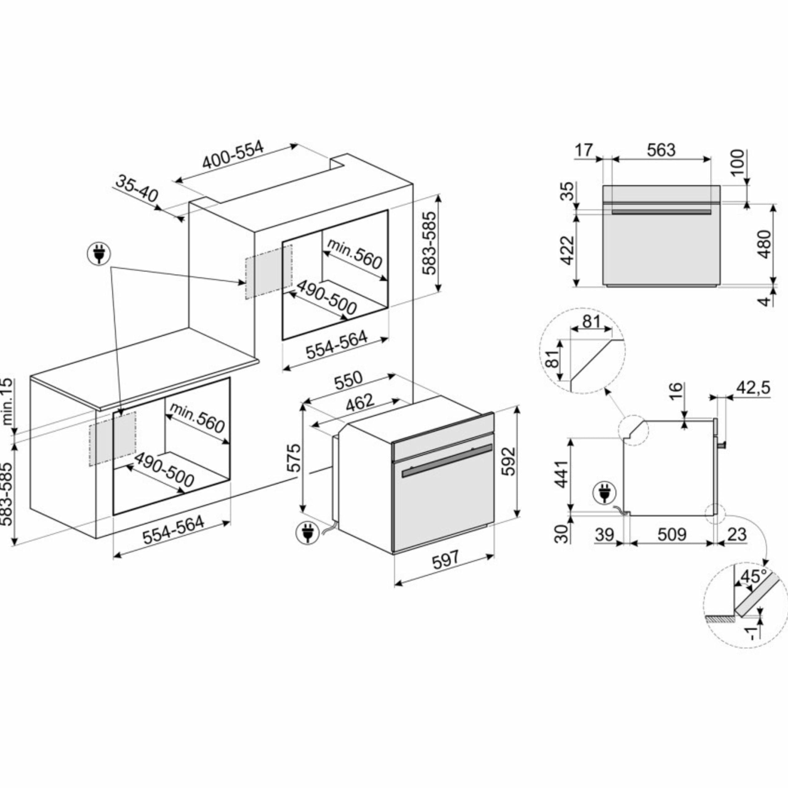 Forno combinato vapore Smeg modello SO6604S4PNR – disegno tecnico Forno combinato vapore Smeg modello SO6604S4PNR – disegno tecnico